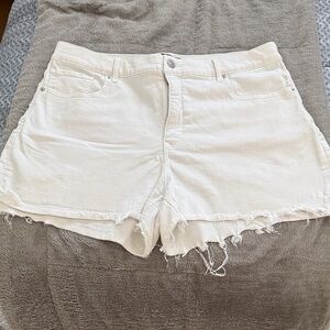 Express White Distressed Denim Shorts